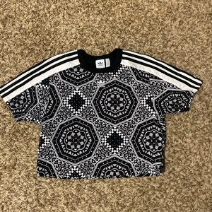 Adidas Black and White Patterned Crop Top
